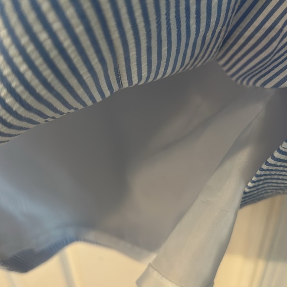 NWOT Women’s London Times Crochet Lace Panel Seersucker Stripe Shift Dress - Picture 11 of 11